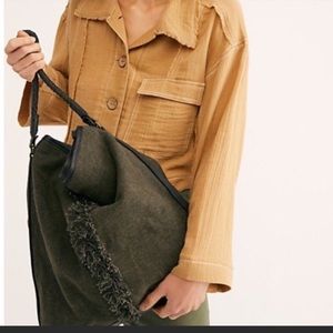 Free People canvas & leather Crossbody tote NEW